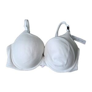 Victoria's Secret Ribbed White 38DD Padded‎ T Shirt Bra Full Coverage Bra Lace